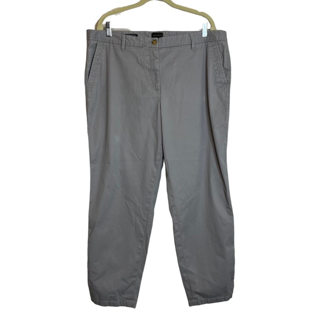 Talbots Womens Relaxed Chino Pants Size 16 Gray Straight Leg Cotton Stretch